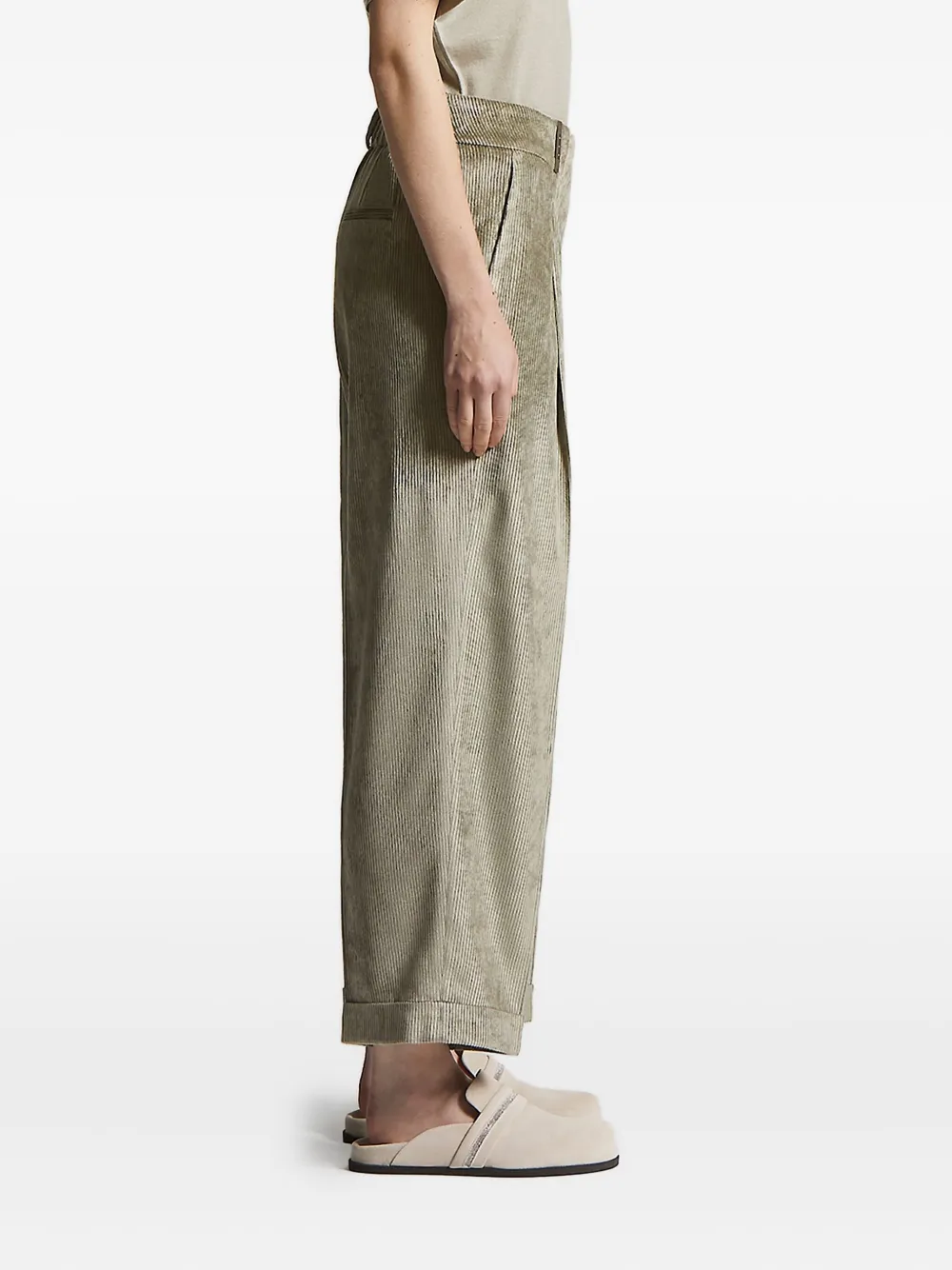 Peserico pleated corduroy trousers - Groen