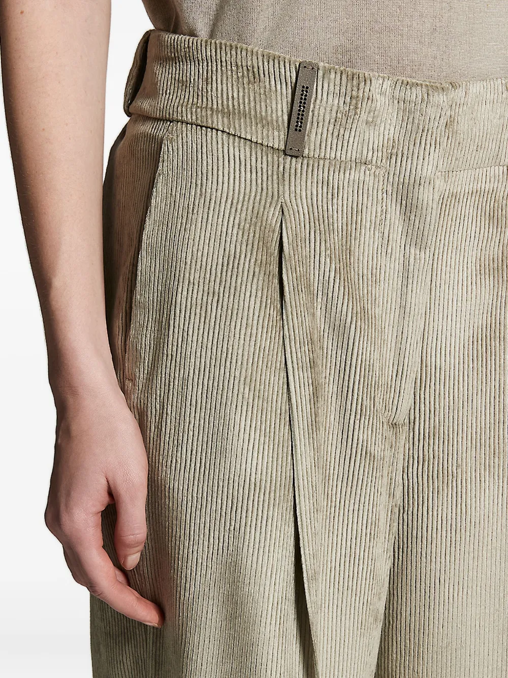 Peserico pleated corduroy trousers Groen