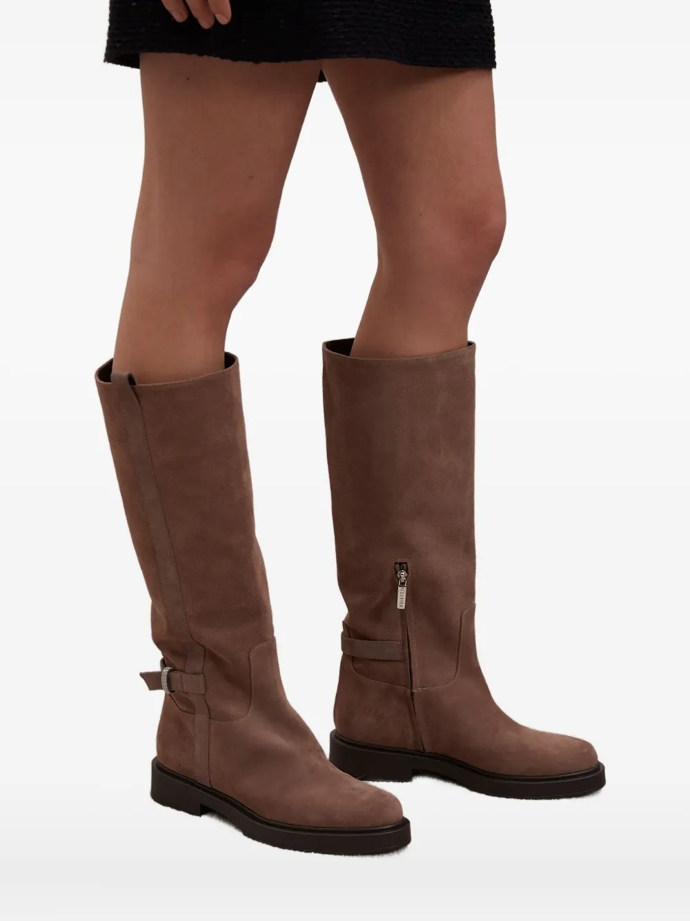 Peserico Buckle-detail Suede Boots In Neutral