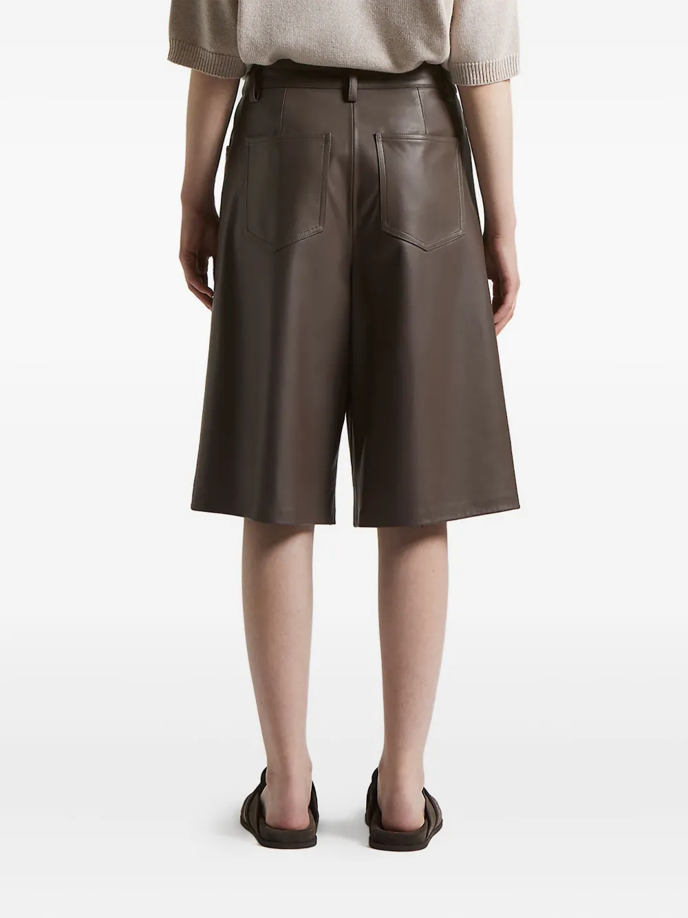Peserico pleated leather shorts Bruin