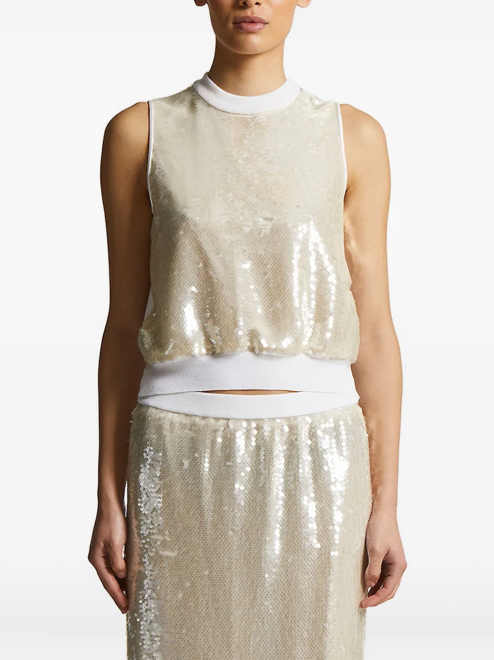 Peserico sequin-embellished sleeveless top Beige