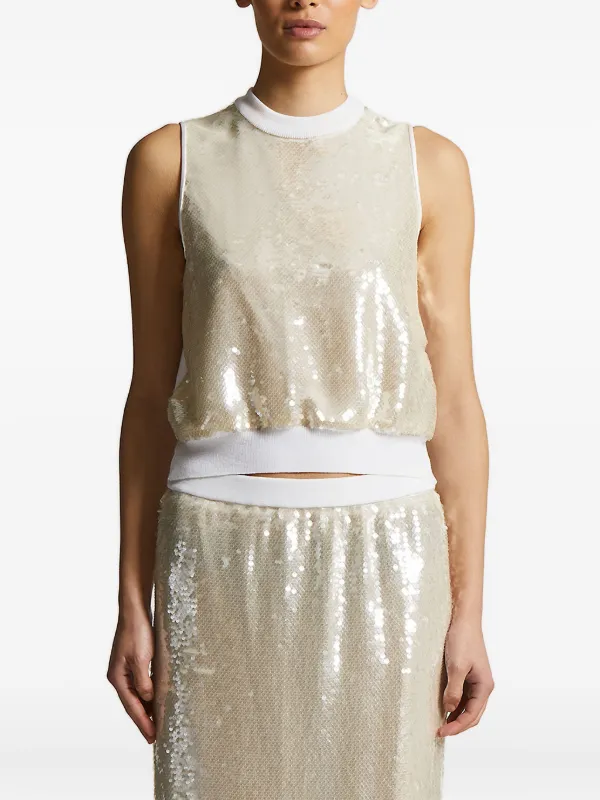 トップス PESERICO Peserico Top Sin Mangas Con Detalles De Lentejuelas | Neutro
