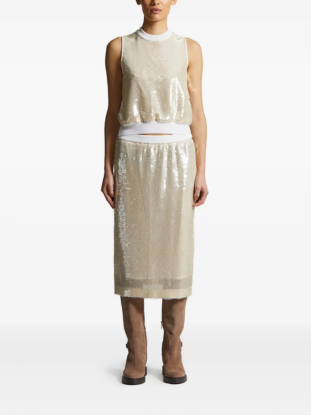 Peserico sequin-embellished sleeveless top Beige