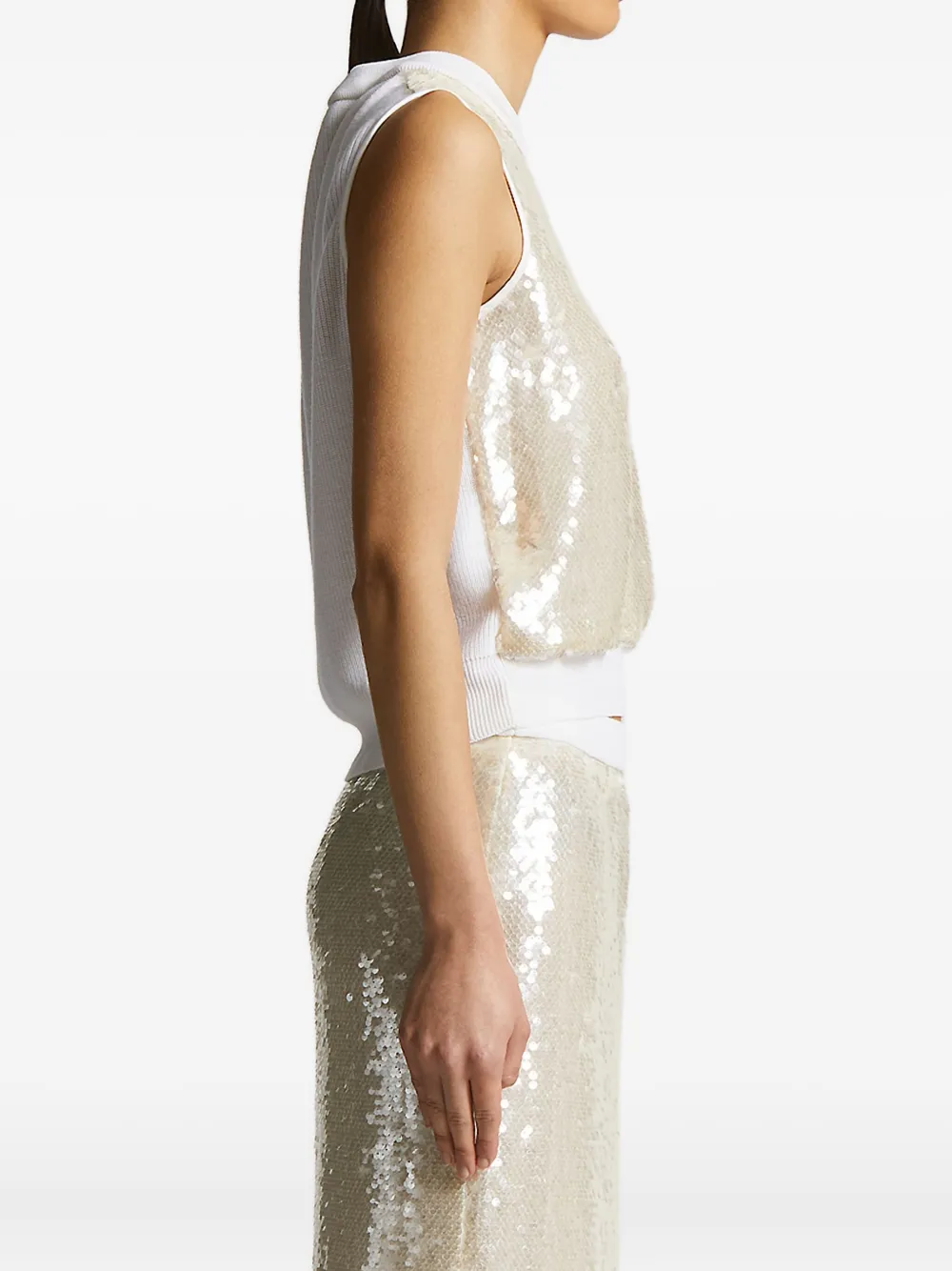 Peserico sequin-embellished sleeveless top Beige