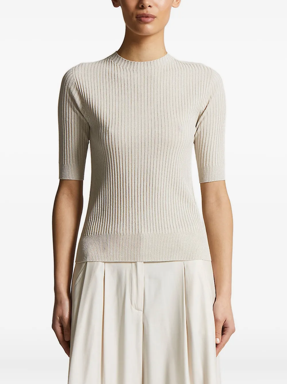 Peserico lurex knitted top Beige