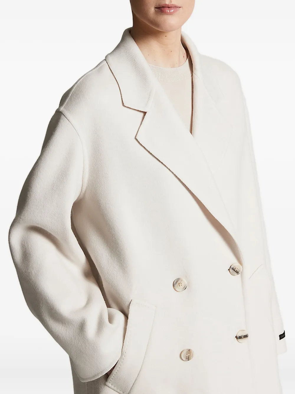 Peserico Double-breasted Wool Coat In Neutral