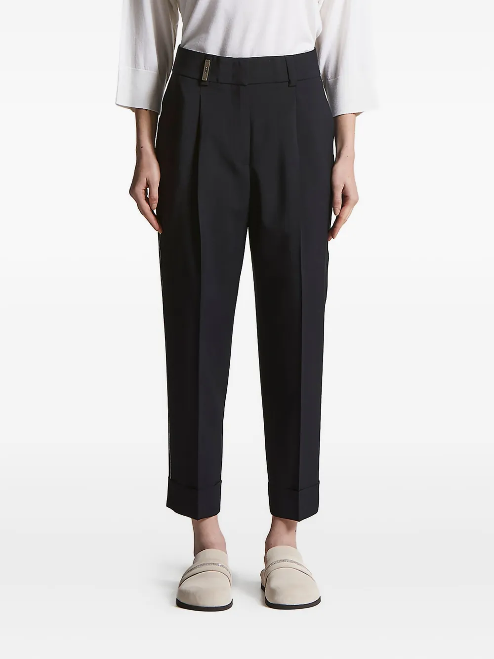 Peserico pleated side-stripe trousers Blauw