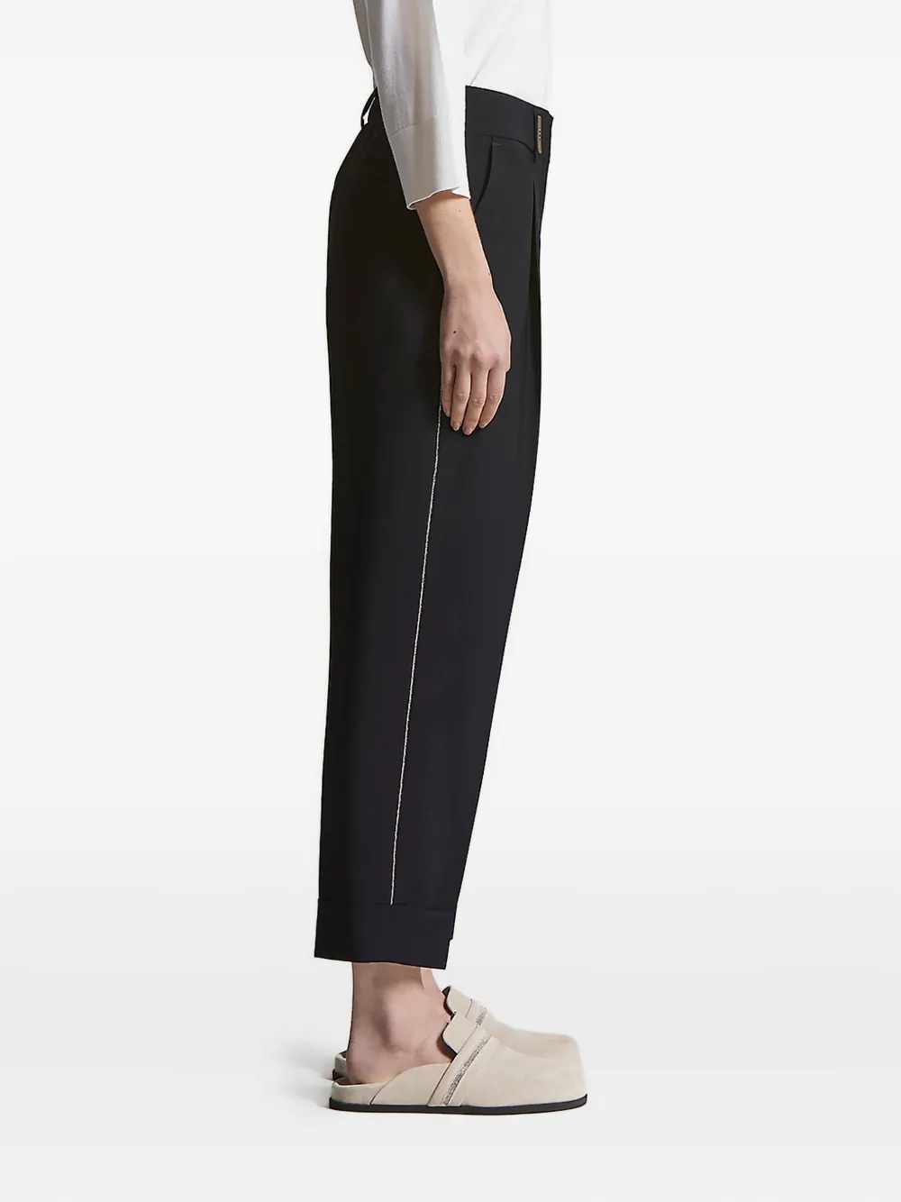Peserico pleated side-stripe trousers - Blauw