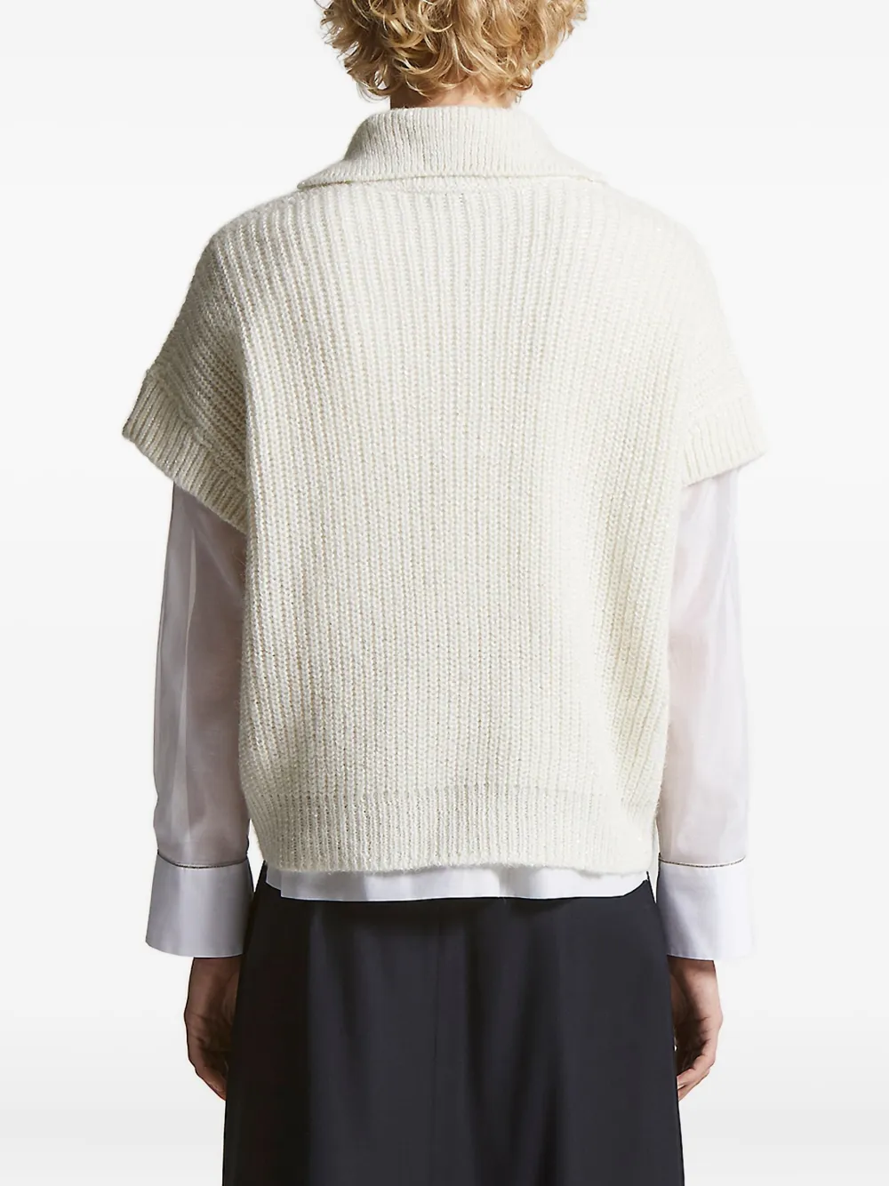 Peserico ribbed collar sweater Wit