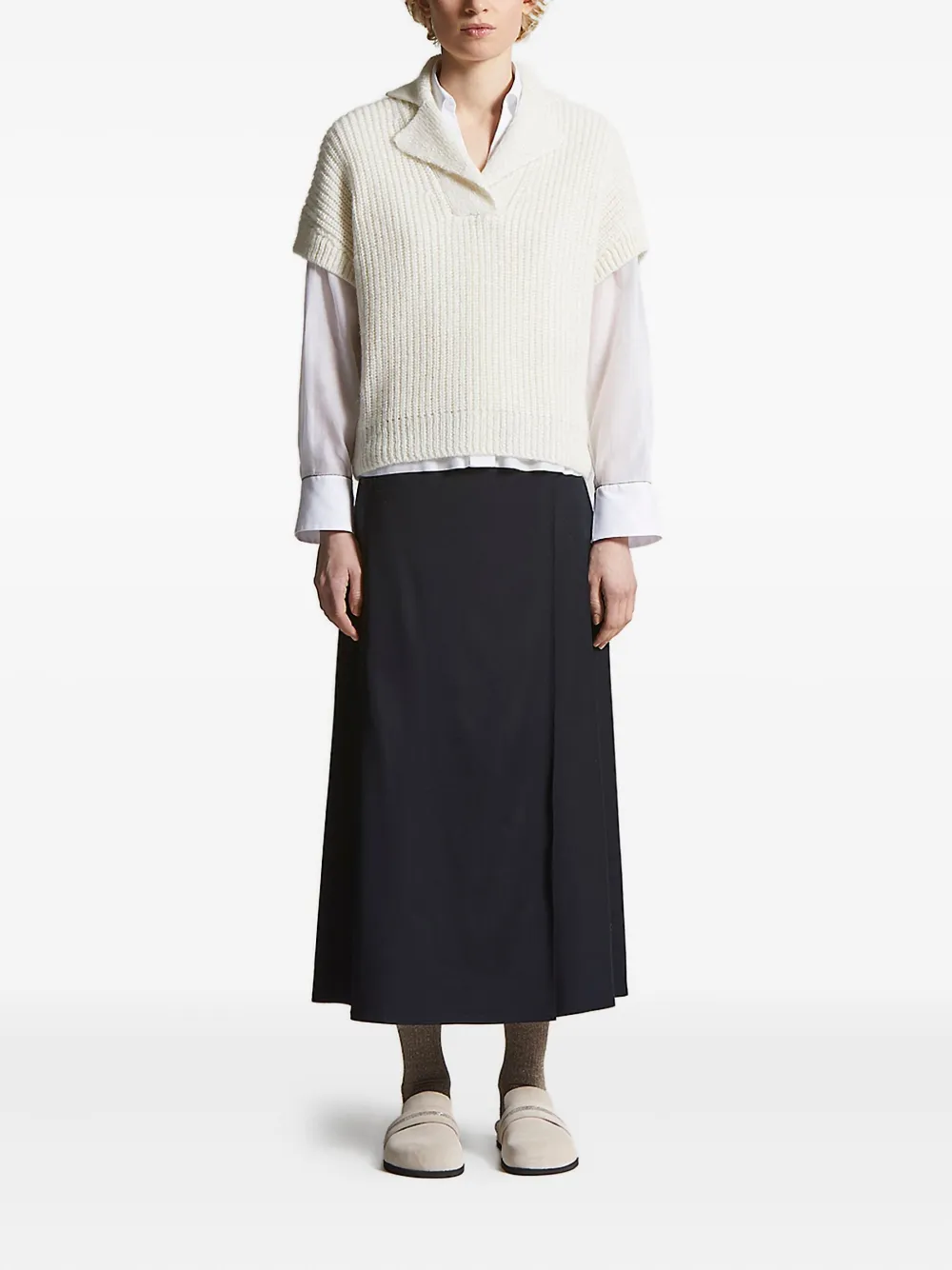 Peserico ribbed collar sweater Wit