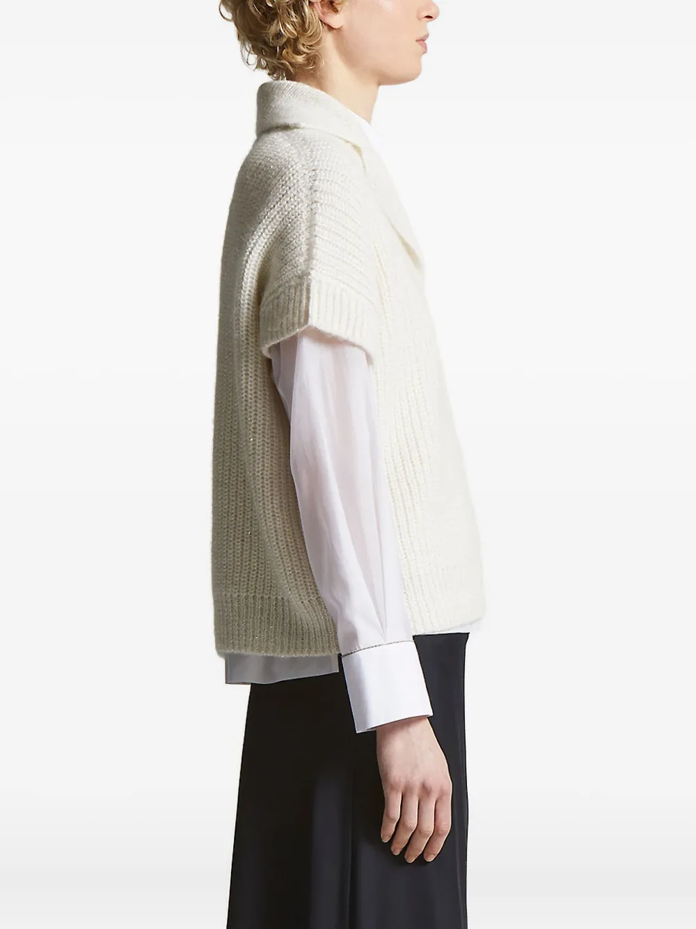 Peserico ribbed collar sweater Wit