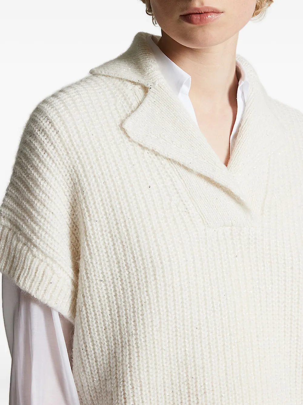 Peserico ribbed collar sweater Wit