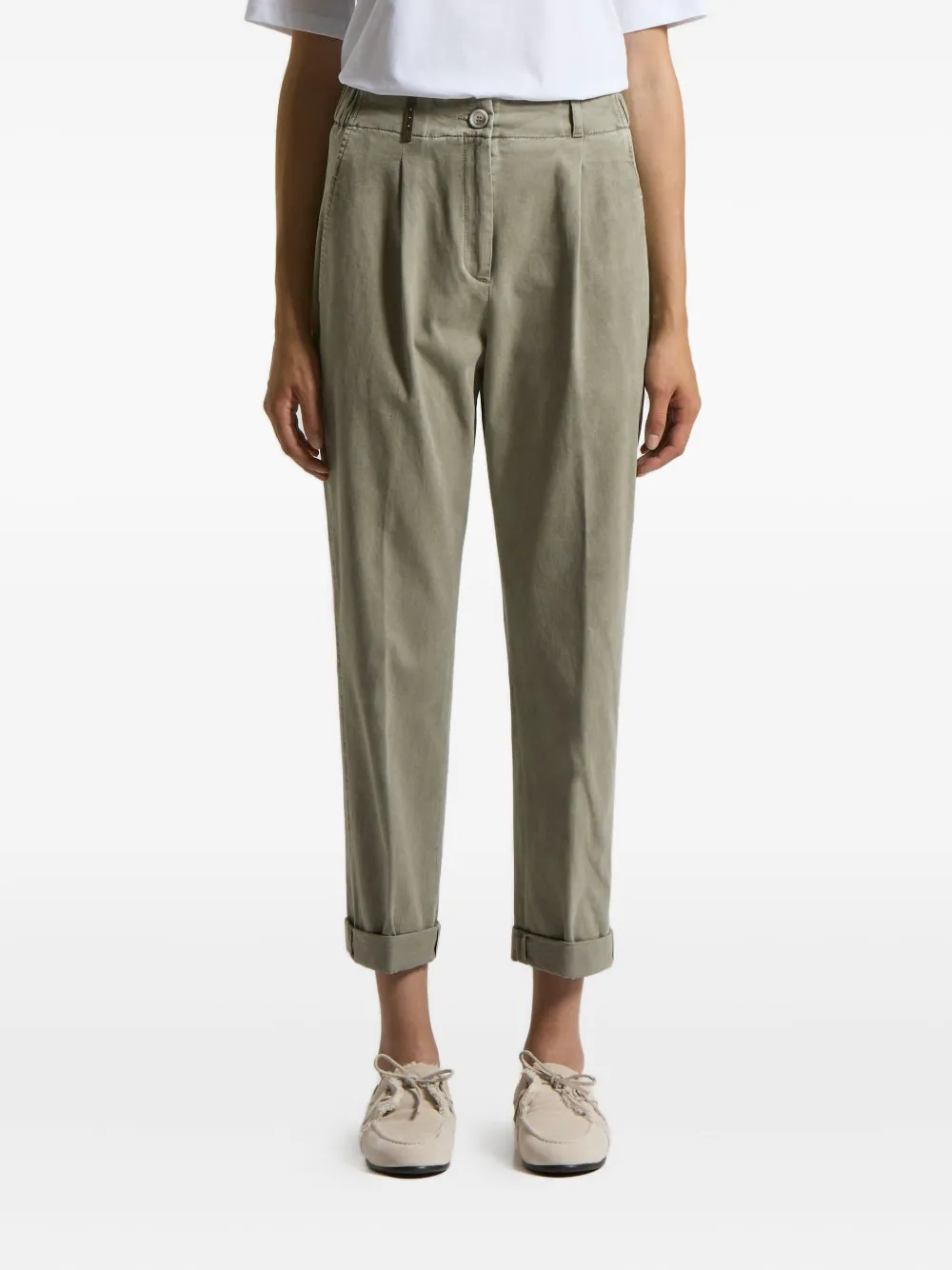 Peserico Pleated Elastic-waist Trousers In Gray