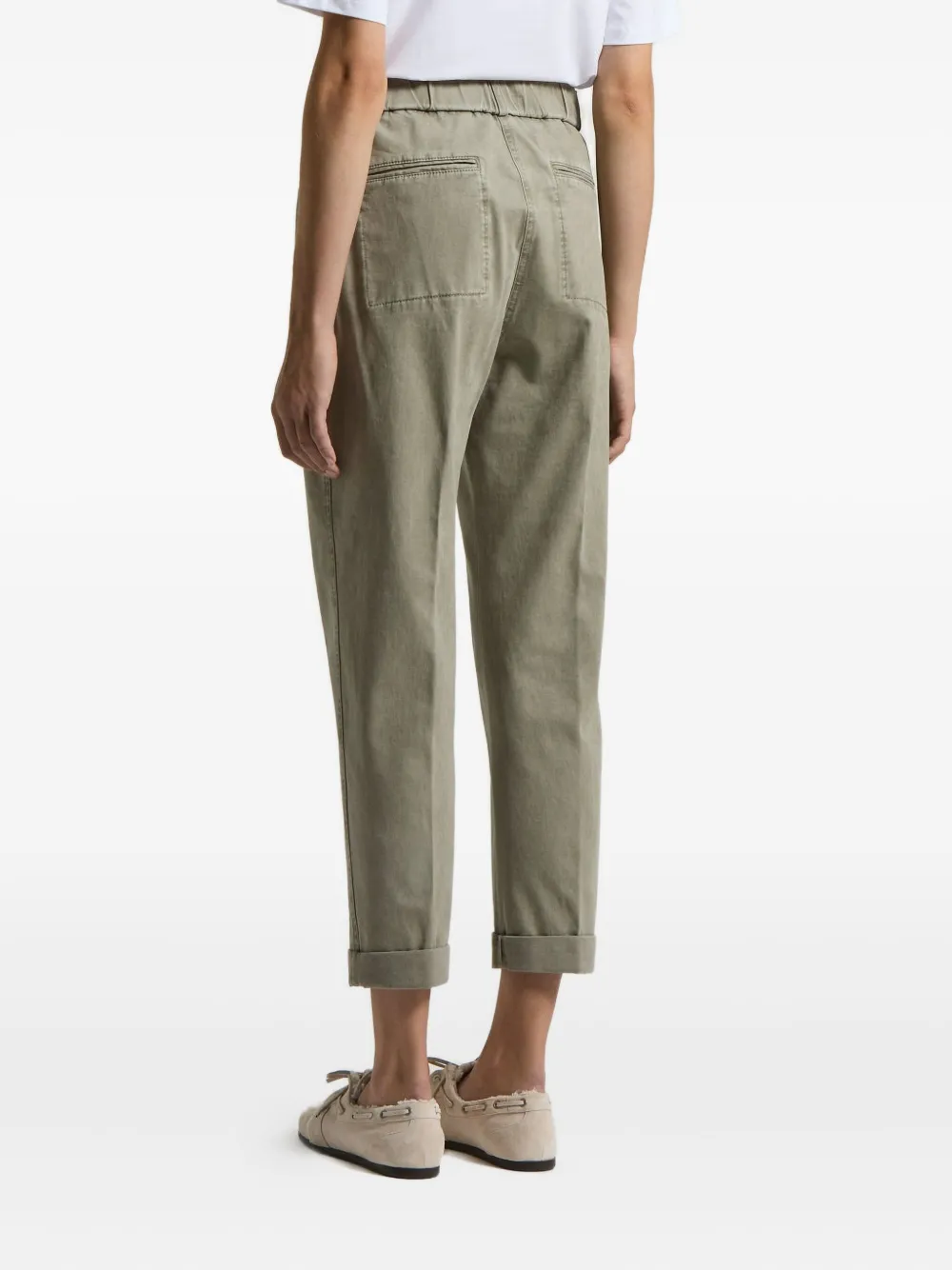 Peserico Plooibroek met elastische taille - Groen