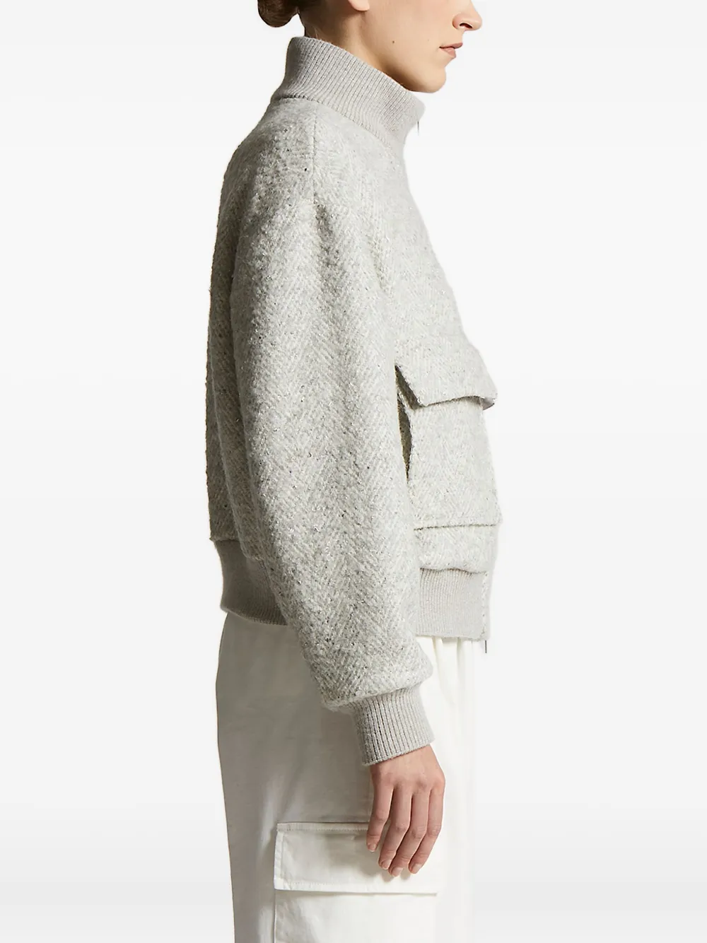 Peserico herringbone-pattern bomber jacket Grijs