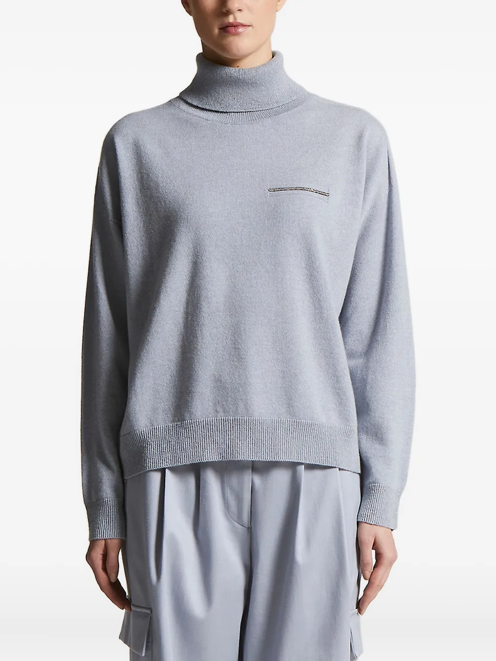 Peserico zip-pocket turtleneck sweater Grijs