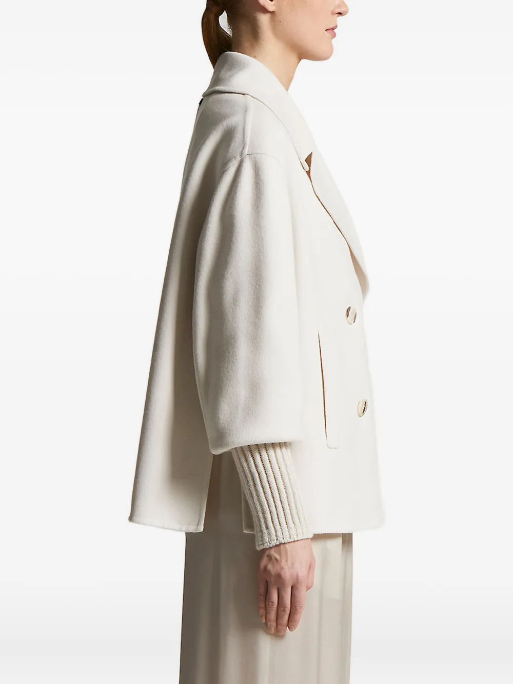 Peserico double-breasted ribbed-cuff coat Beige