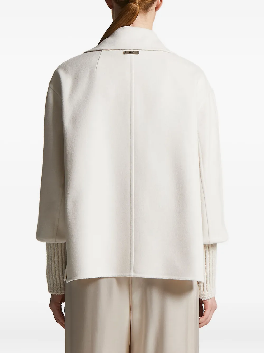 Peserico double-breasted ribbed-cuff coat Beige