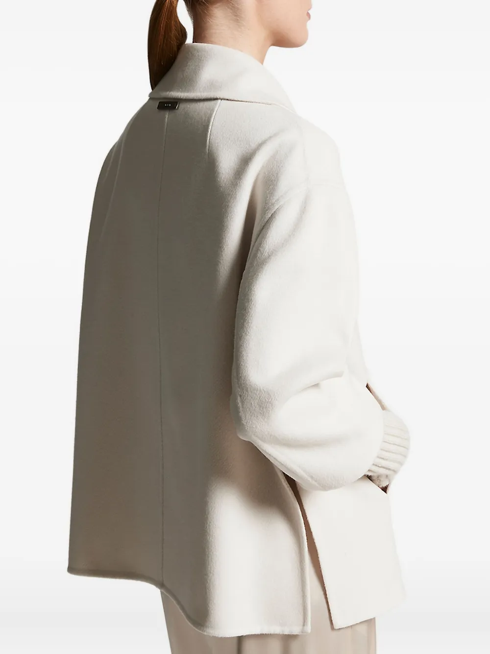 Peserico double-breasted ribbed-cuff coat Beige