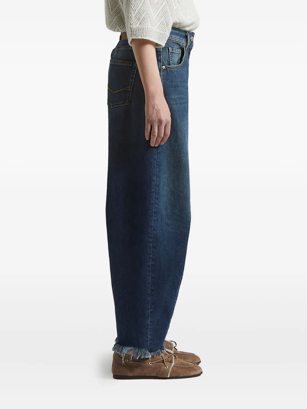 Peserico frayed-hem panelled denim jeans Blauw