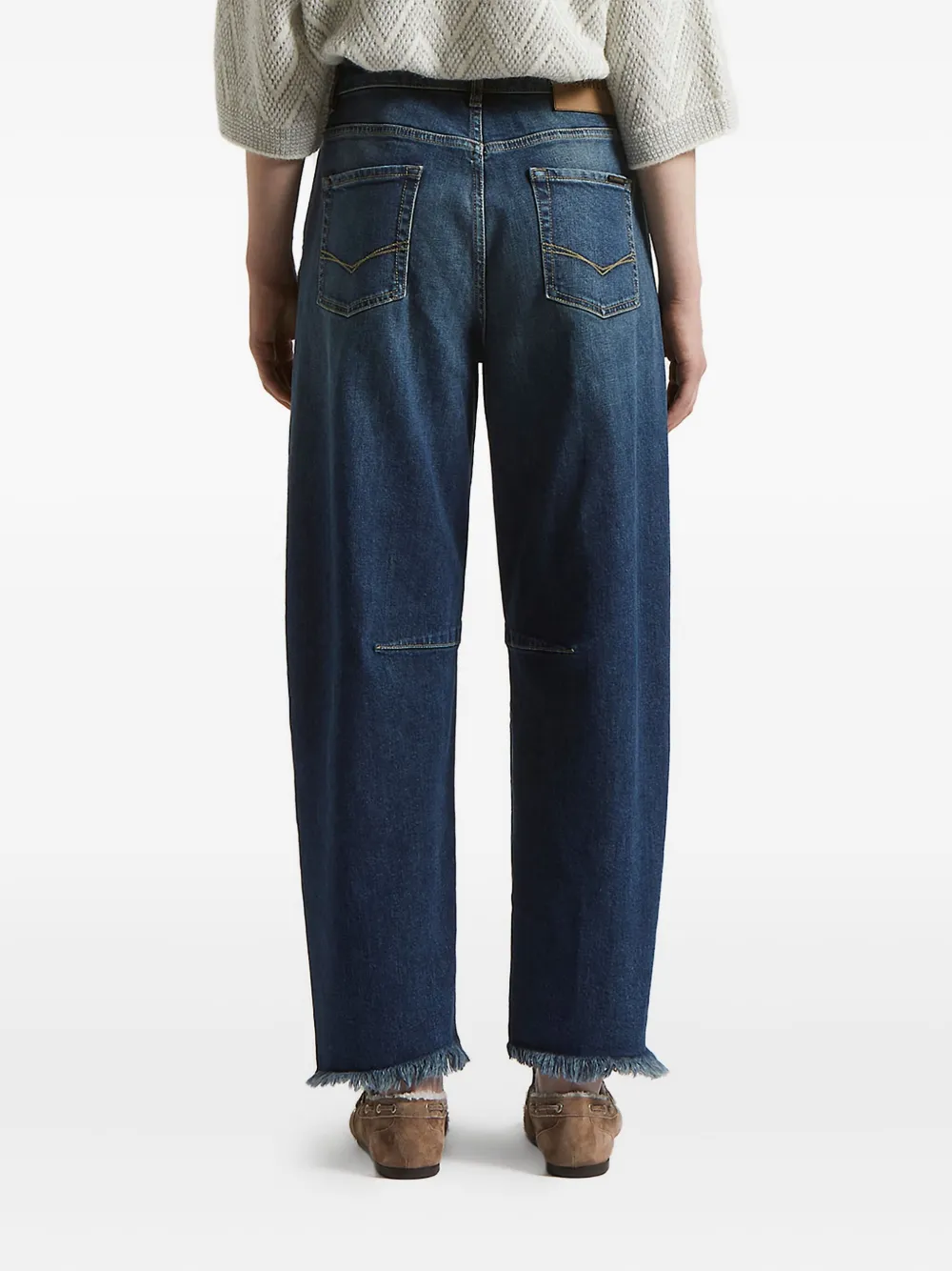 Peserico frayed-hem panelled denim jeans Blauw
