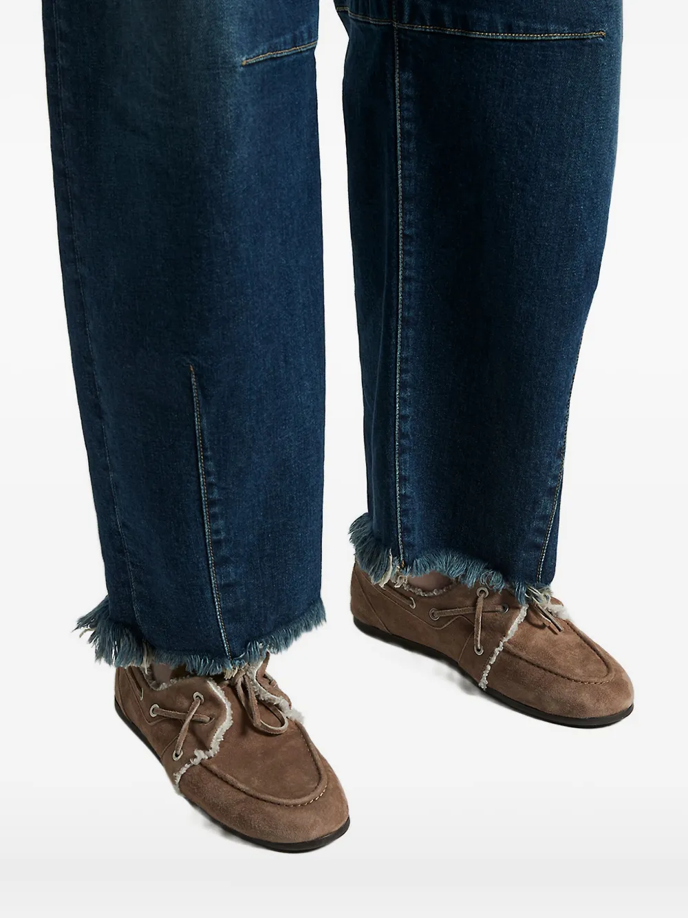 Peserico frayed-hem panelled denim jeans Blauw