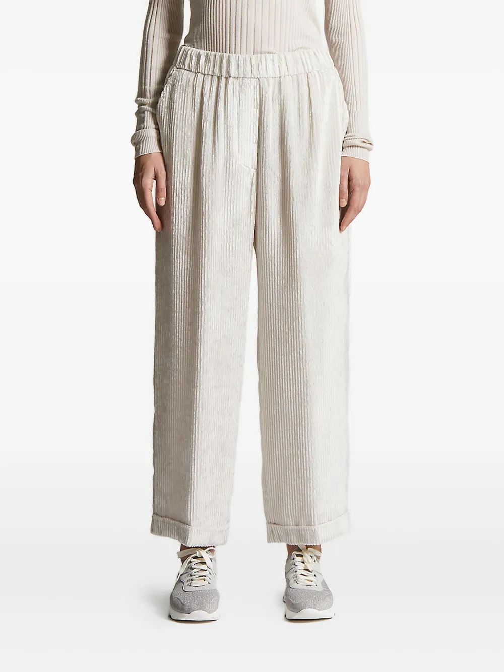 Peserico ribbed-velvet trousers Wit