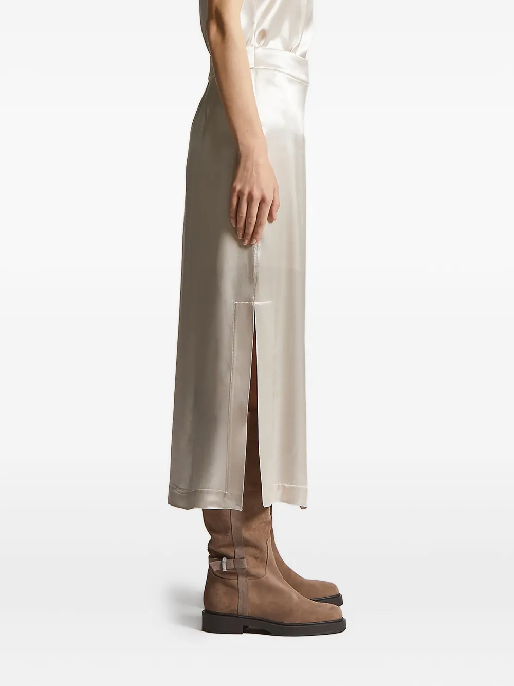 Peserico satin side-split skirt Beige