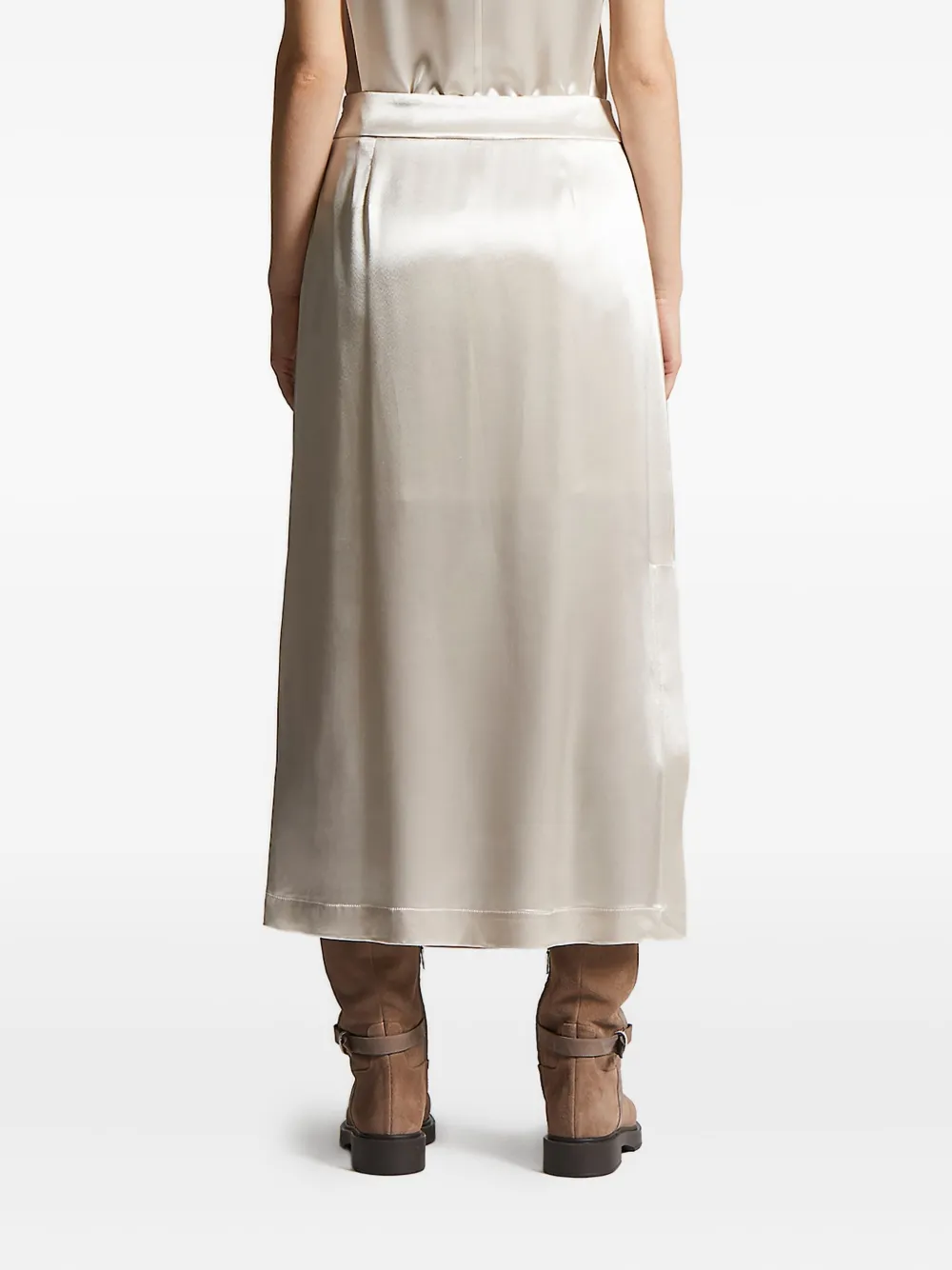 Peserico satin side-split skirt Beige