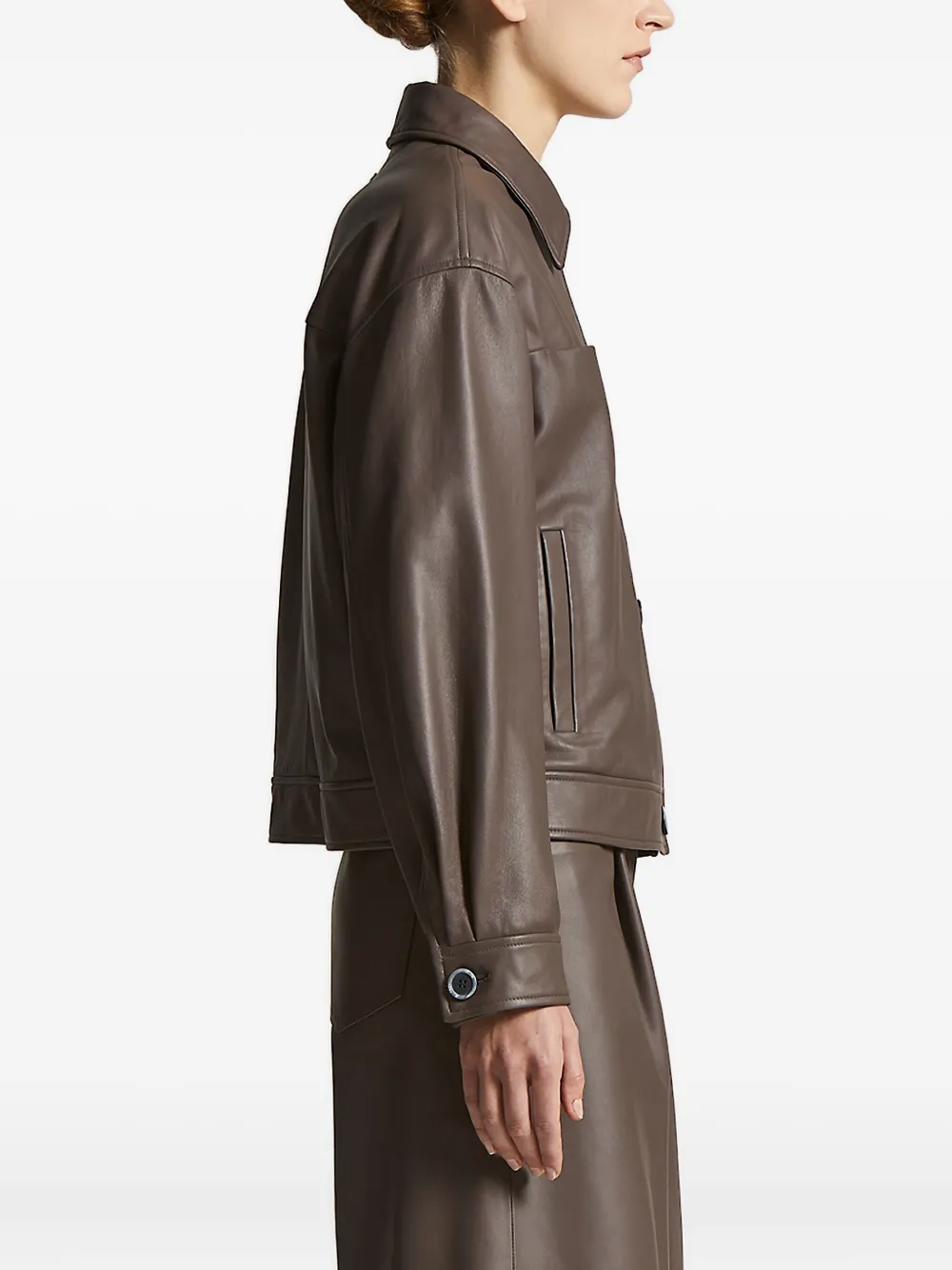 Peserico button-fastening leather jacket Bruin