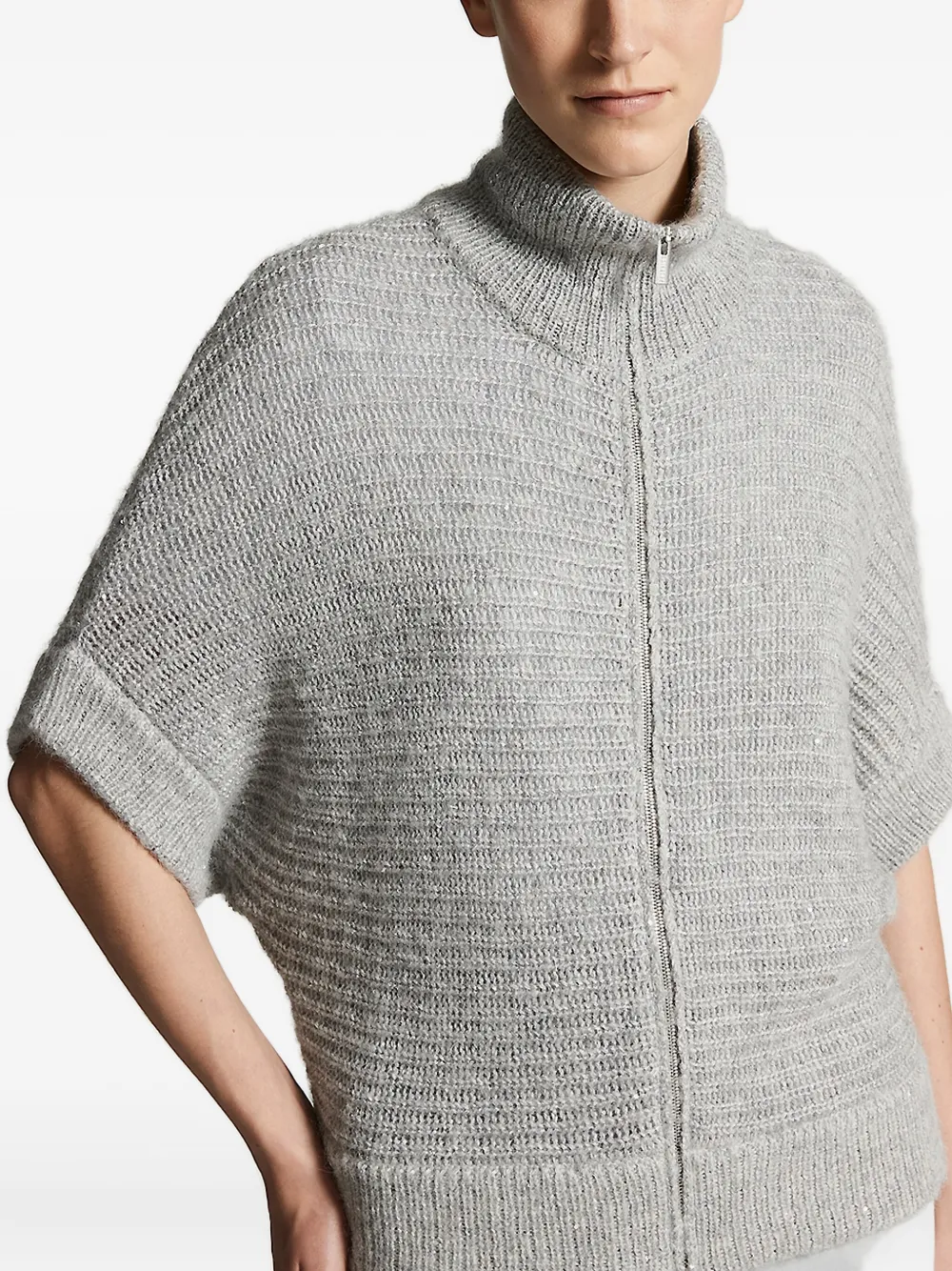 Peserico high-neck zip-front cardigan Grijs