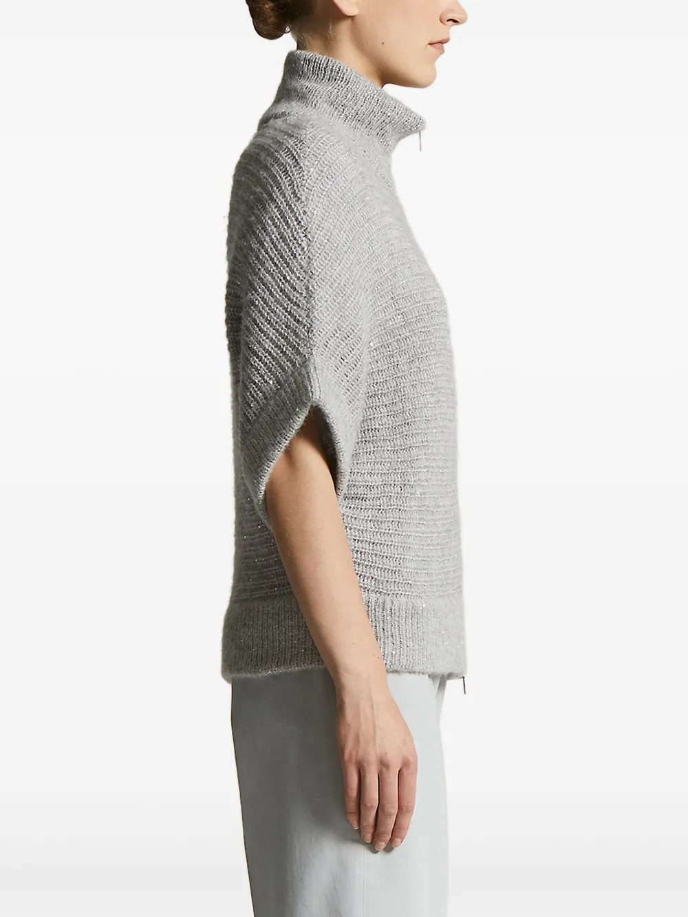Peserico high-neck zip-front cardigan Grijs