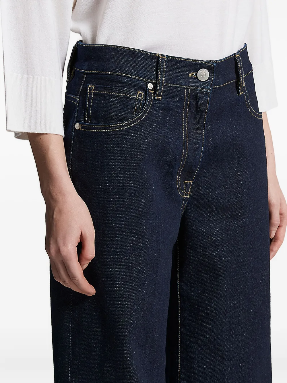 Peserico logo-patch five-pocket denim jeans Blauw