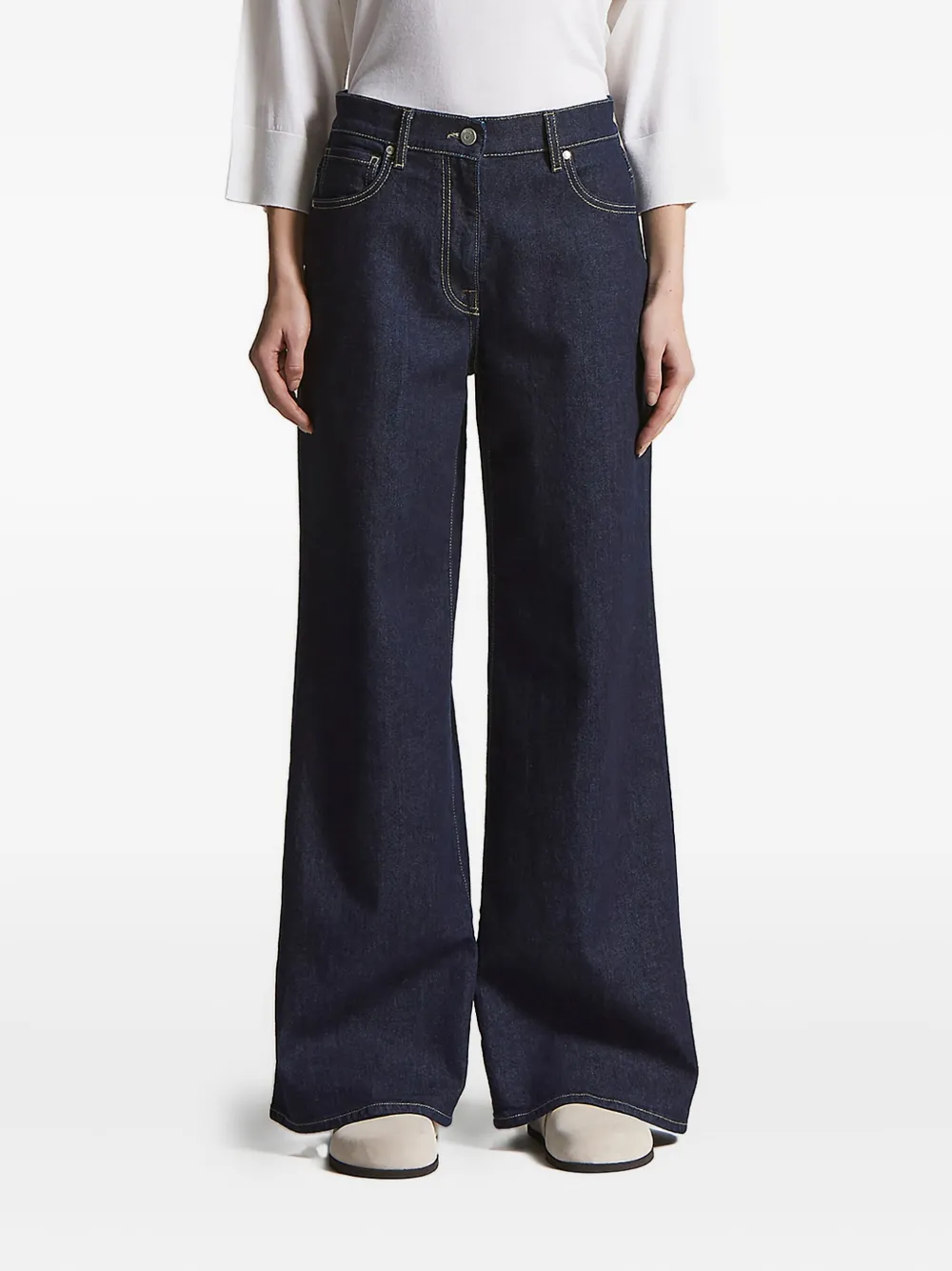 Peserico logo-patch five-pocket denim jeans Blauw