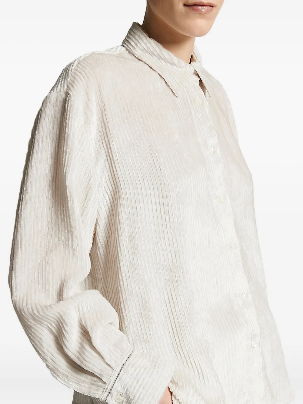 Peserico ribbed-texture button-down shirt Wit