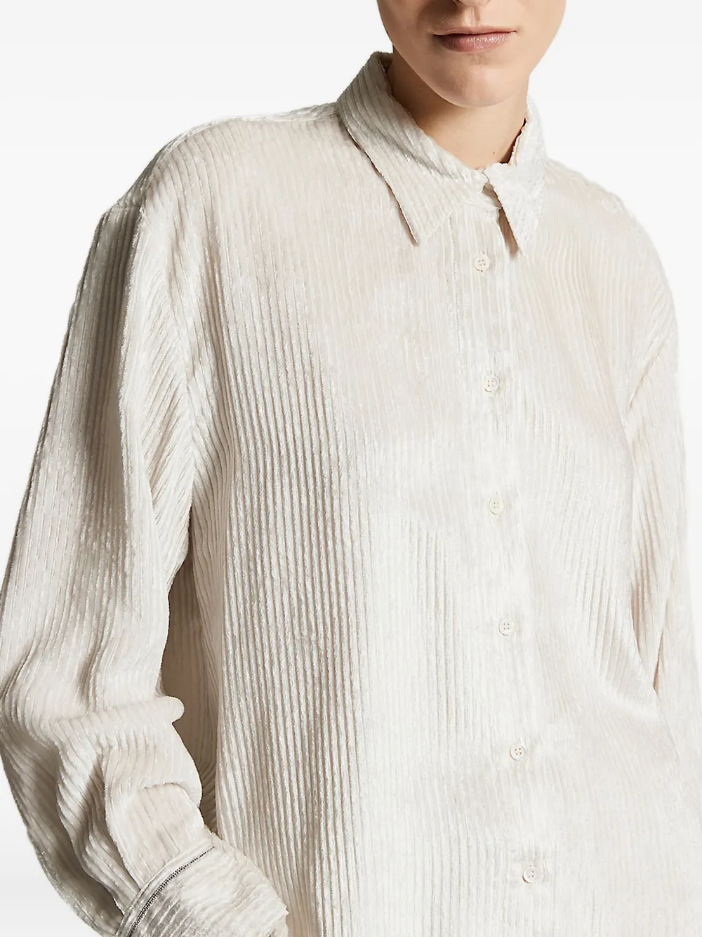 Peserico ribbed-texture button-down shirt Wit