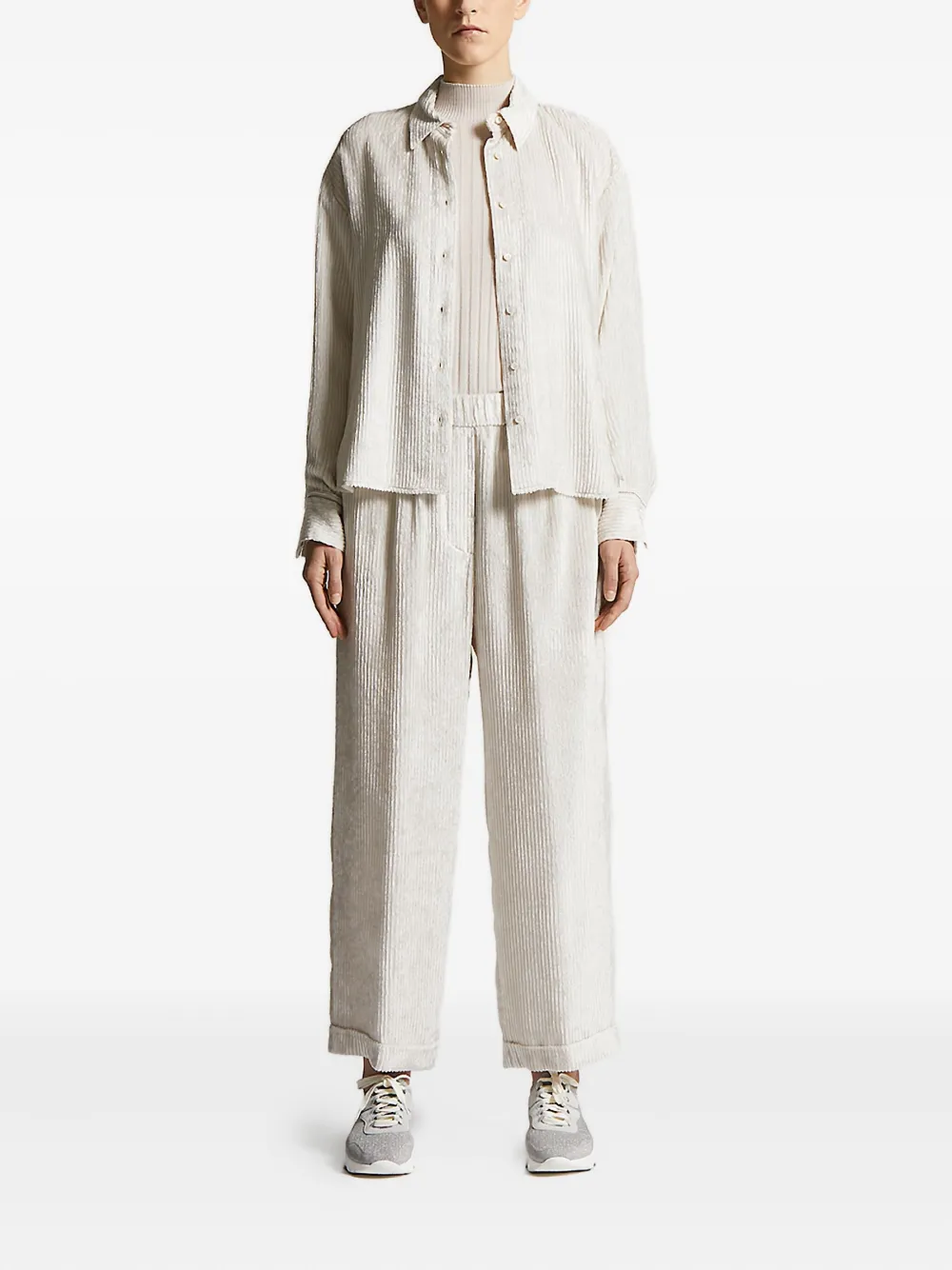 Peserico ribbed-texture button-down shirt - Wit