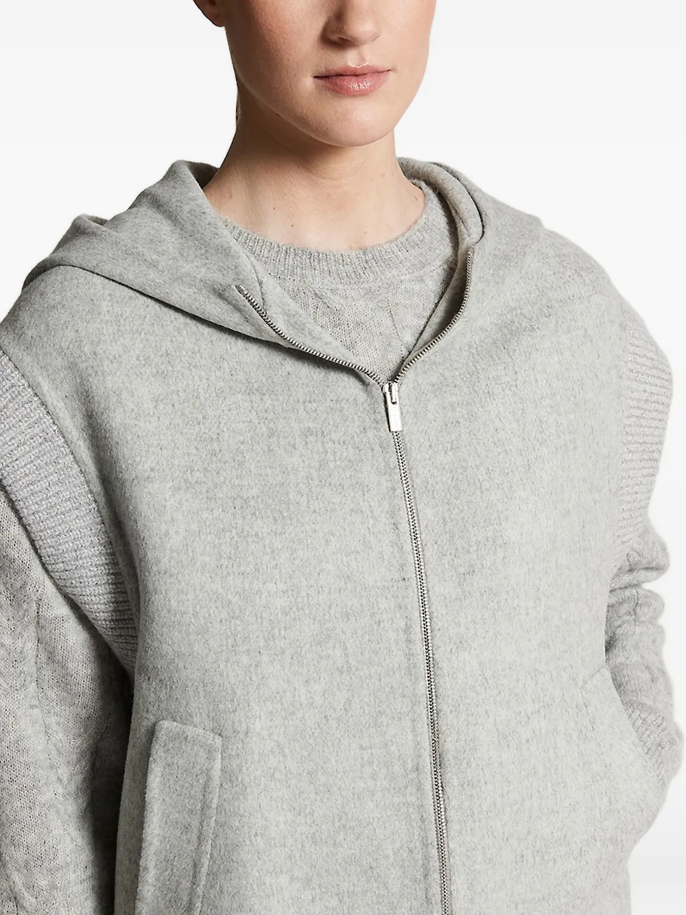Peserico cable-knit hoodie Grijs