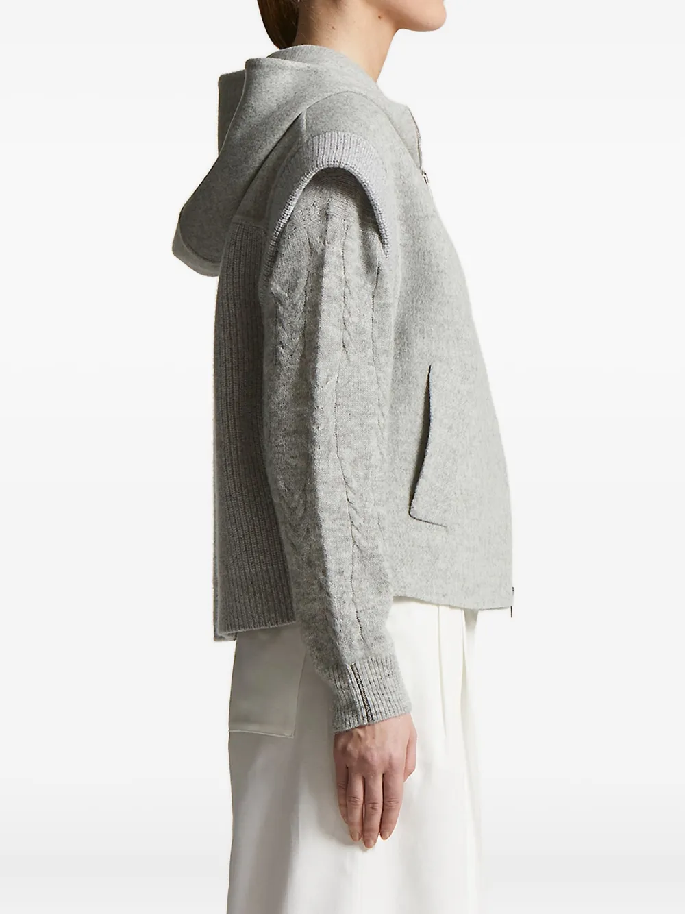 Peserico cable-knit hoodie - Grijs