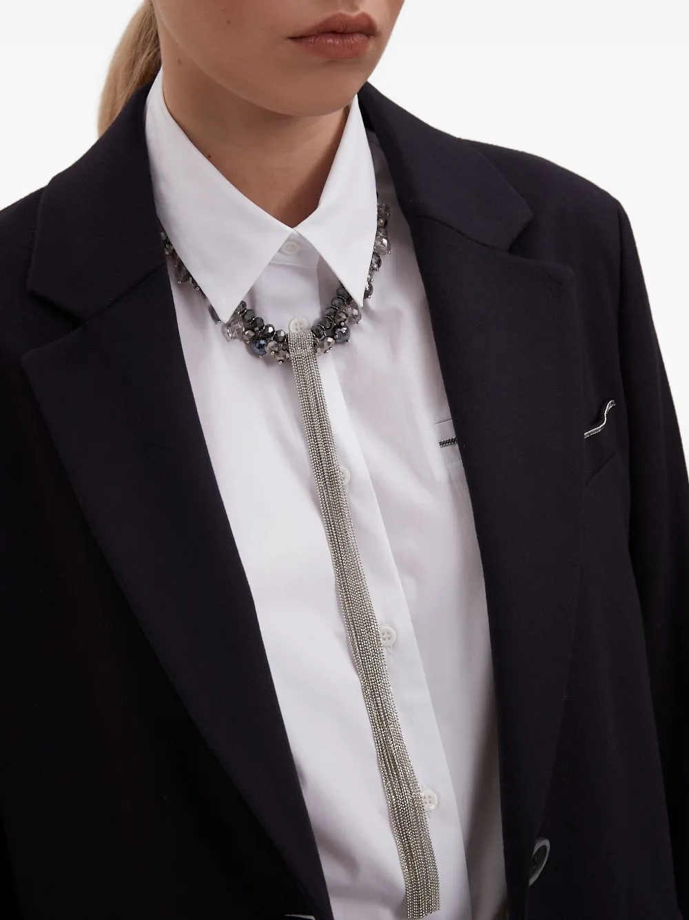 Peserico crystal tie necklace - Zilver