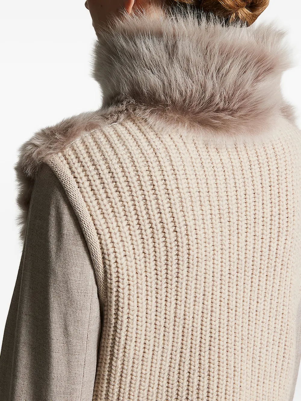 Peserico ribbed-knit shearling jacket Beige