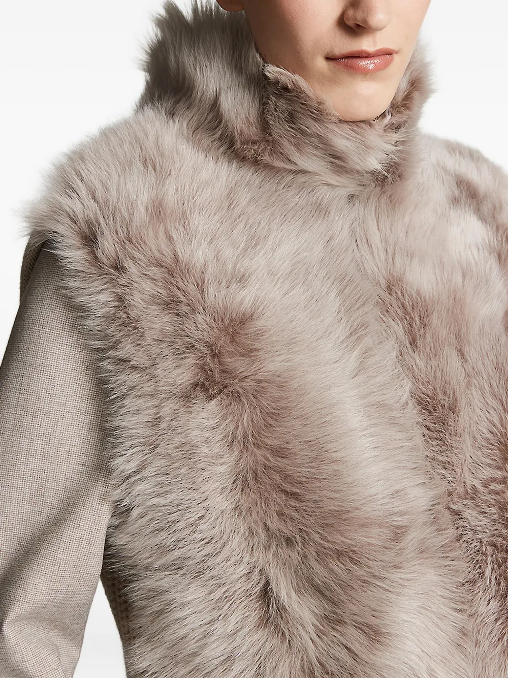 Peserico ribbed-knit shearling jacket Beige