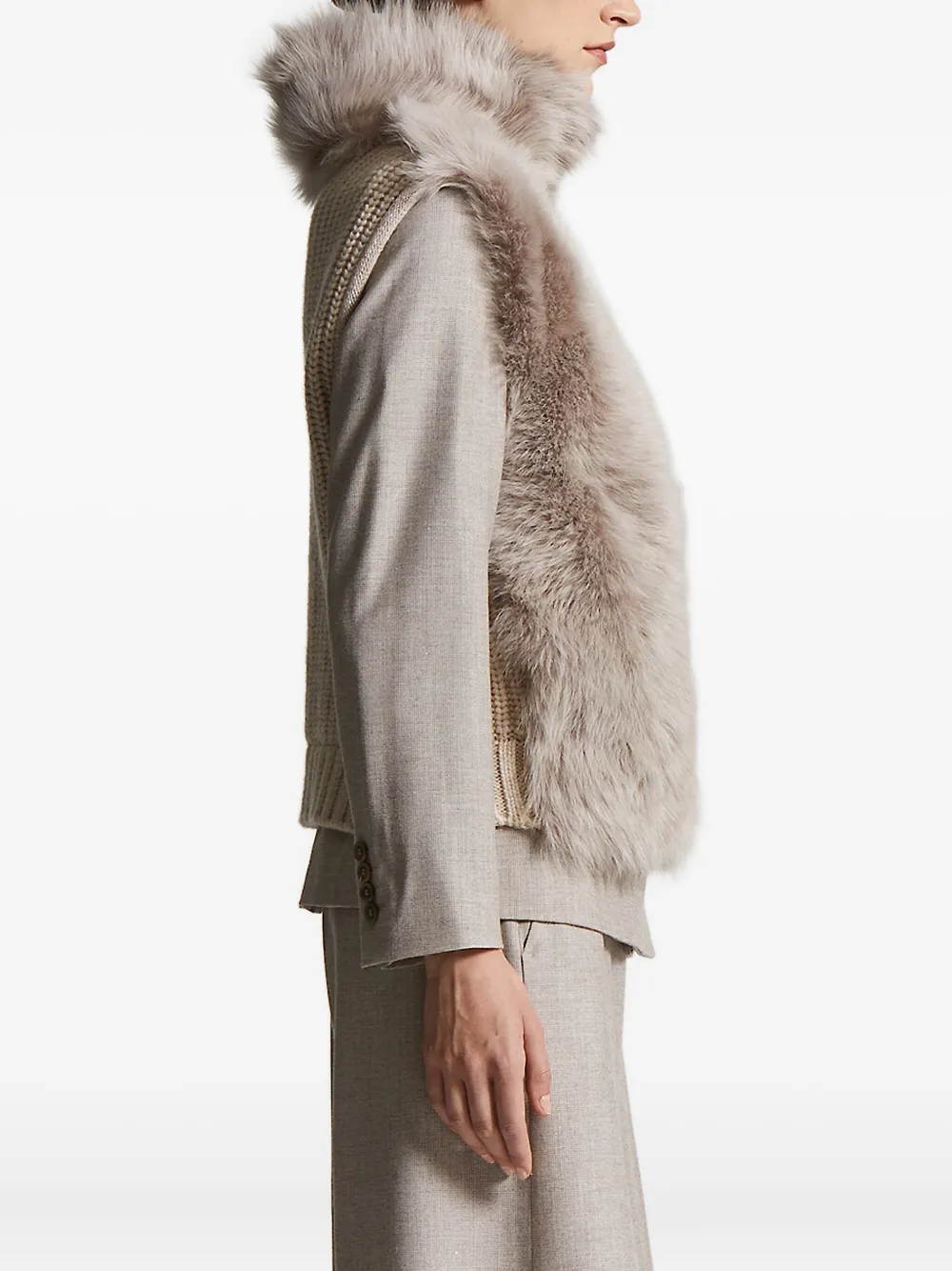 Peserico ribbed-knit shearling jacket Beige