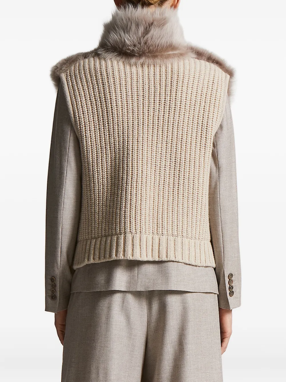 Peserico ribbed-knit shearling jacket Beige