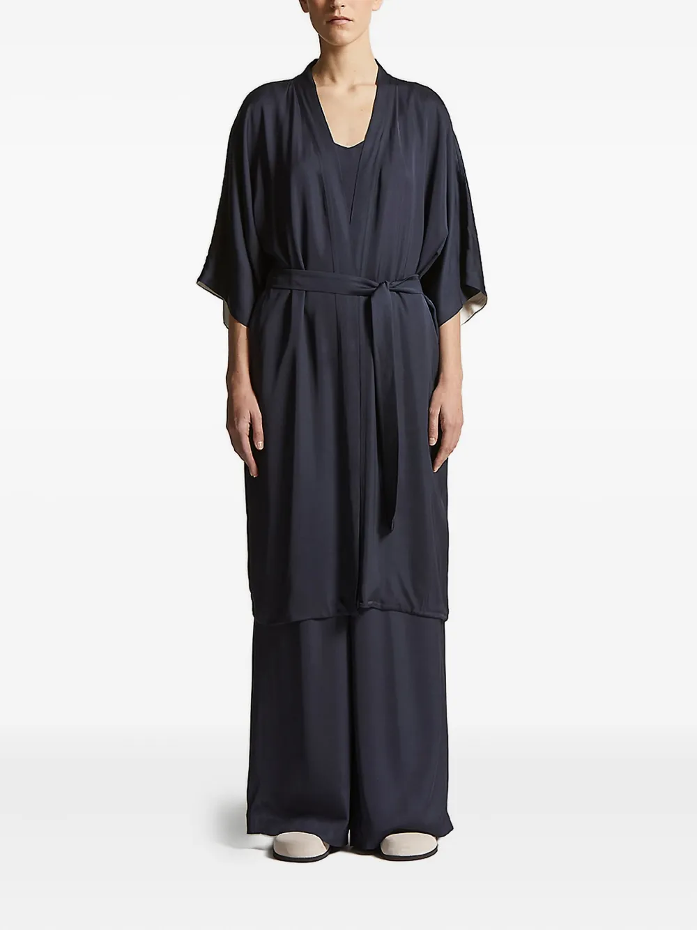Peserico Belted Robe Coat In Black