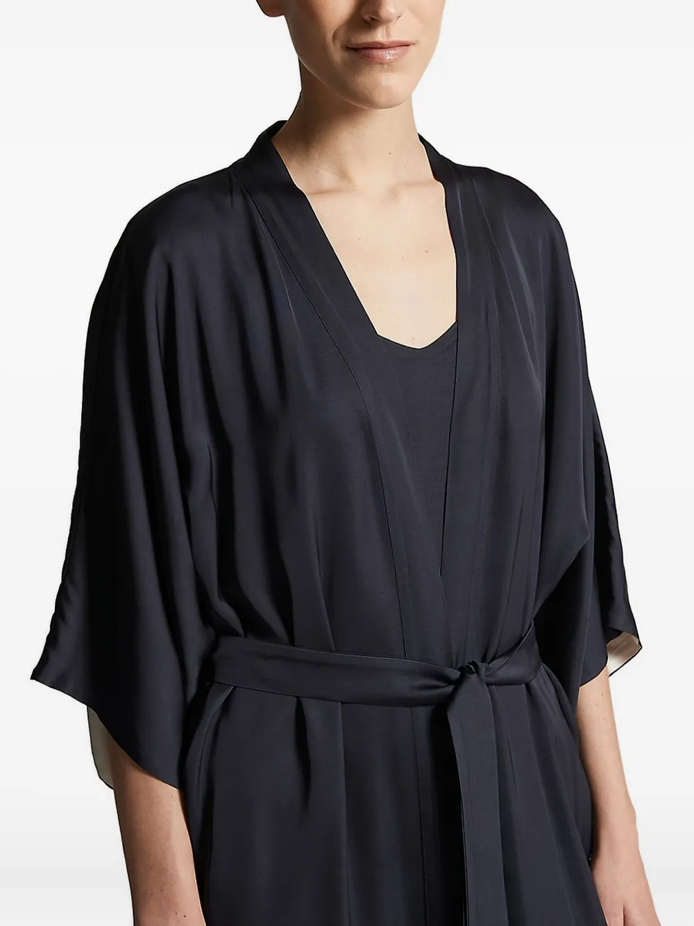 Peserico Belted Robe Coat In Black