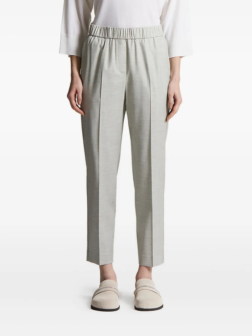 Peserico elastic-waistband side-stripe trousers Grijs