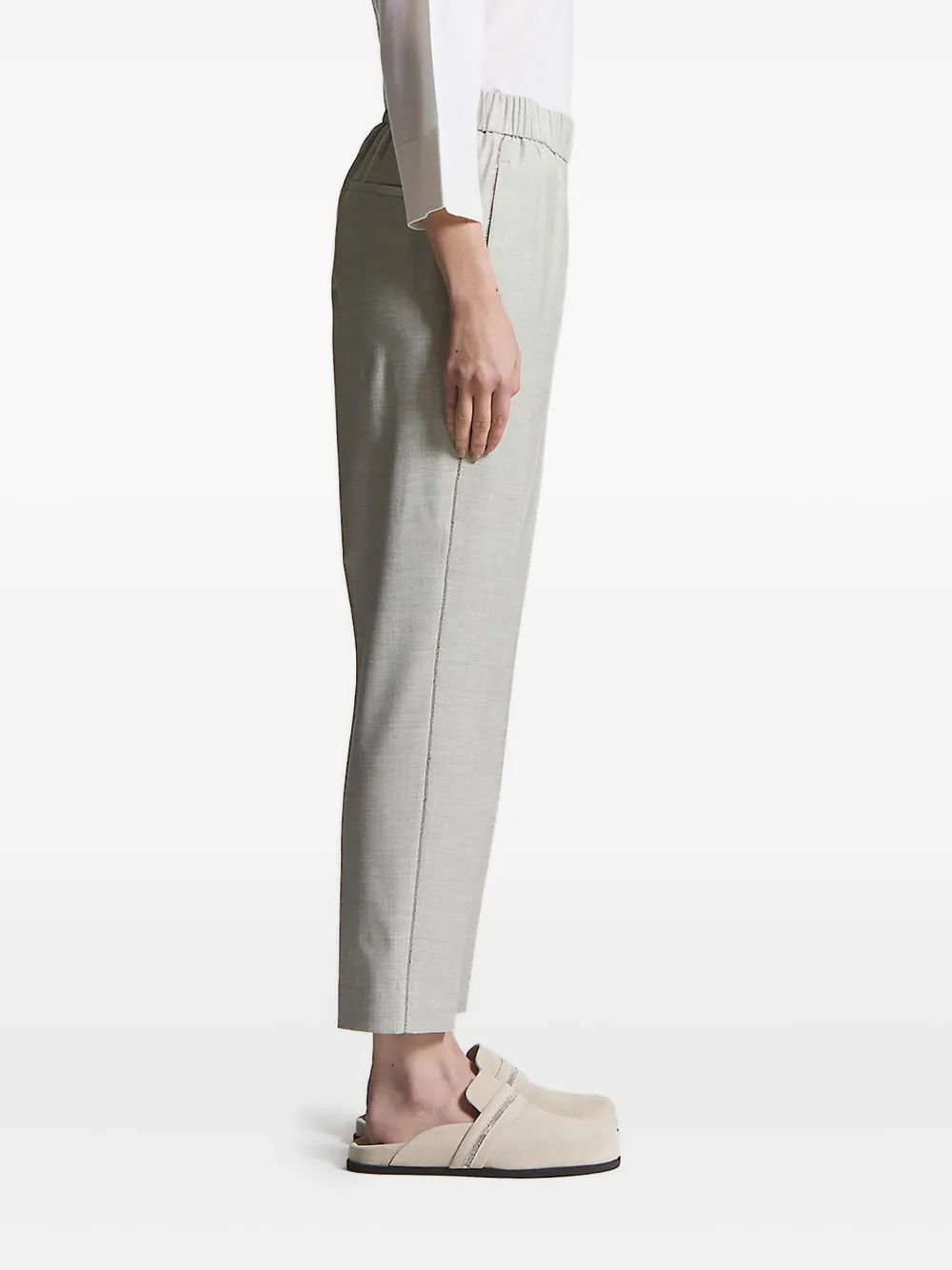 Peserico elastic-waistband side-stripe trousers - Grijs