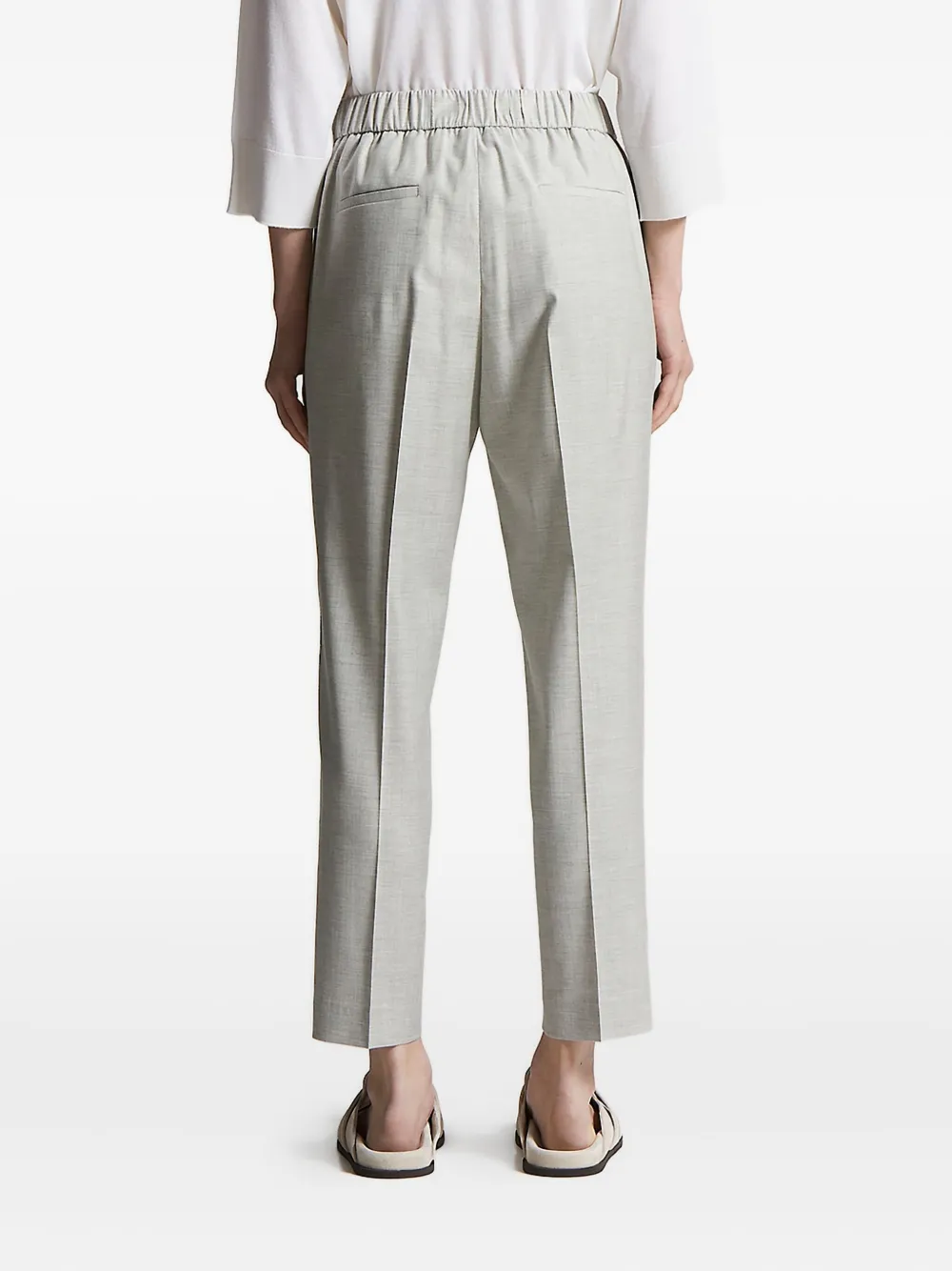 Peserico elastic-waistband side-stripe trousers Grijs