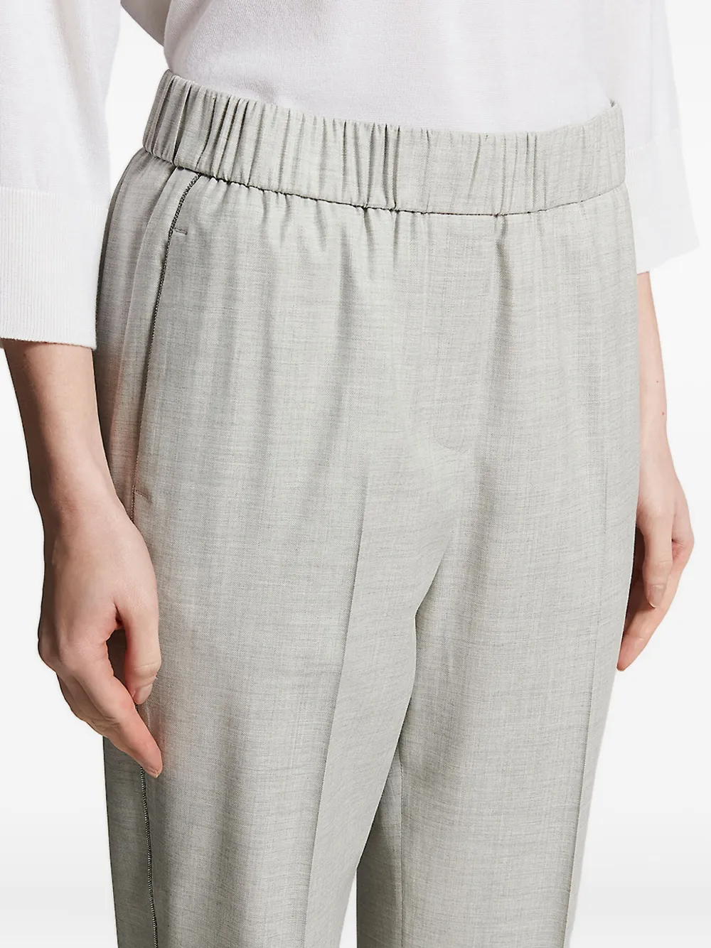 Peserico elastic-waistband side-stripe trousers Grijs